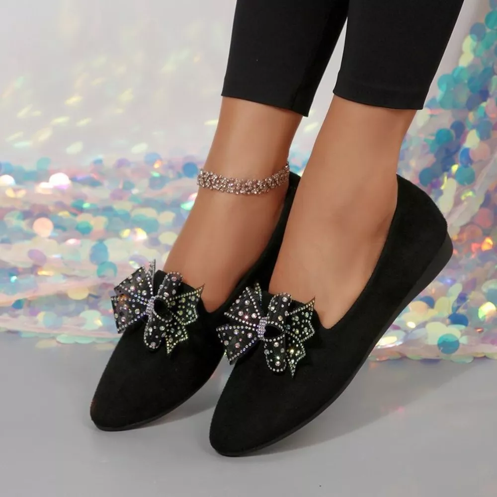 Rhinestone Point Toe Flats Slip-Ons, image 5