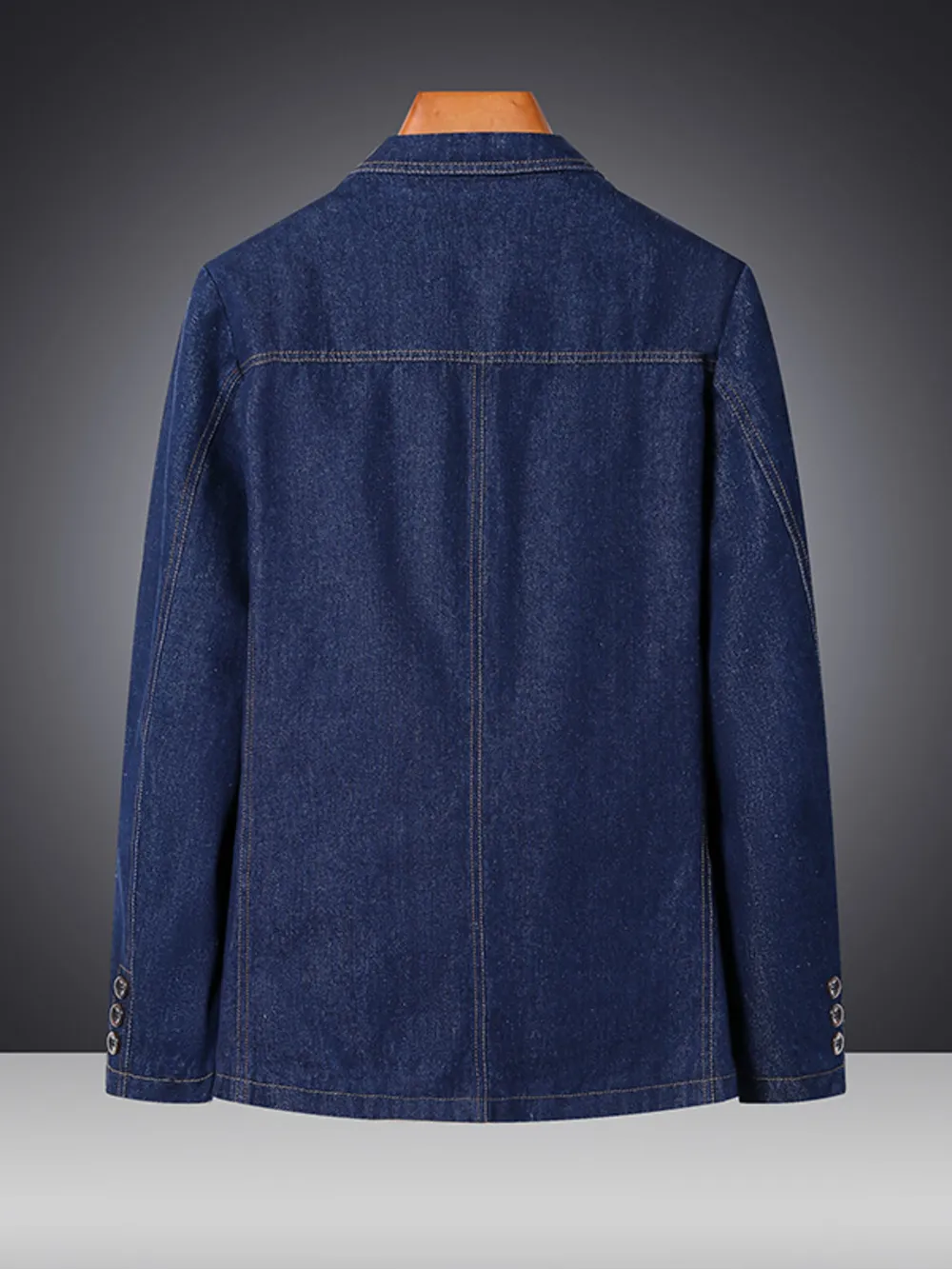 Men's Plus Size Classic Button Up Denim Blazer, image 2