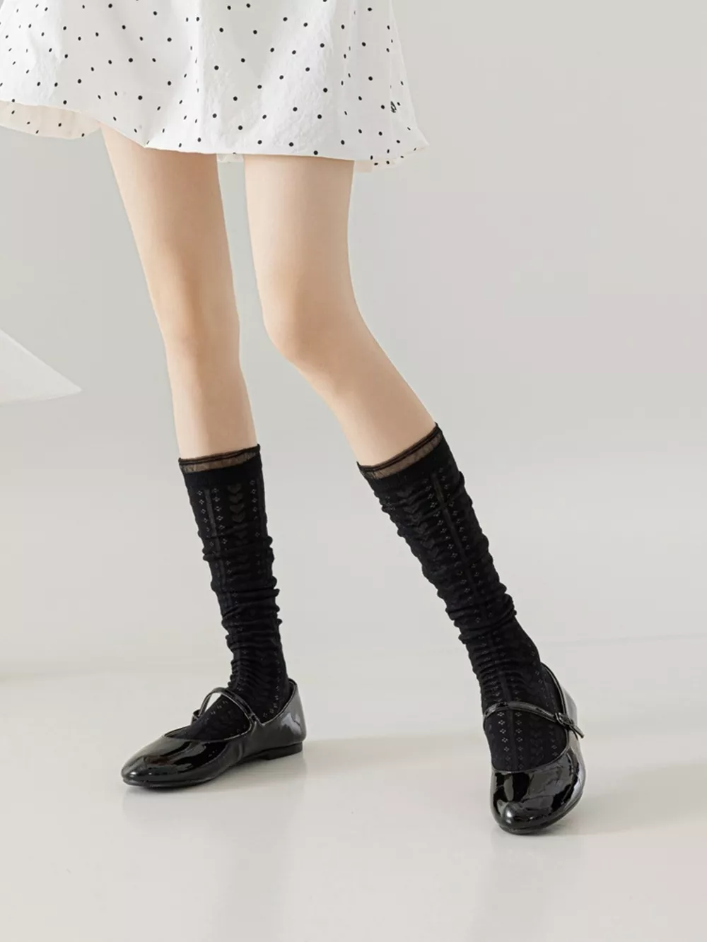 Lace Patterned Mid-Calf Socks, image 15