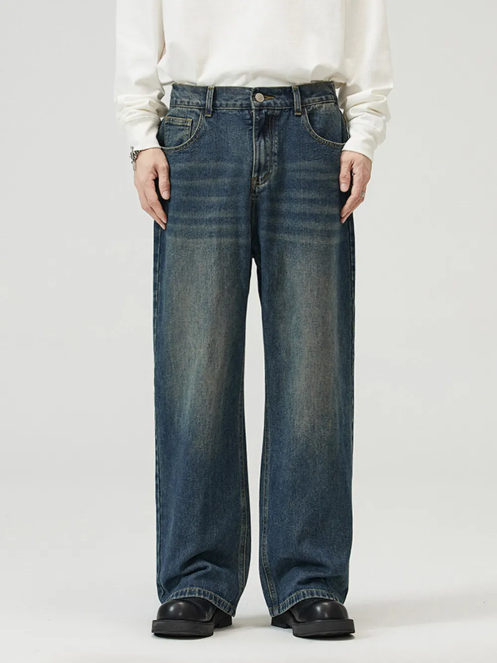 Men's Full Size Washed Straight Jeans Plus Size, image 6