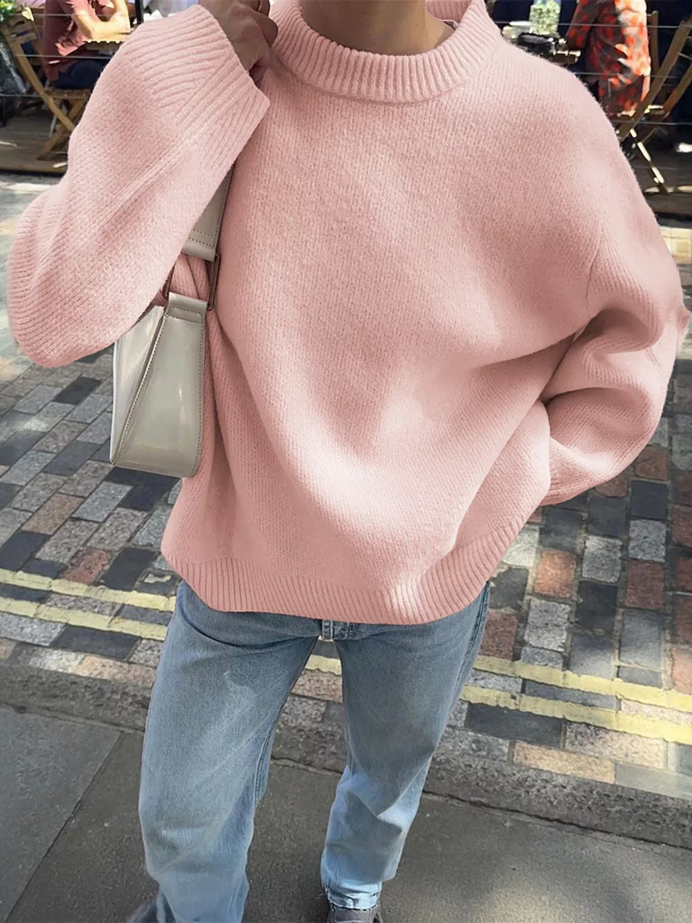 Ribbed Round Neck Dropped Shoulder Sweater, image 10
