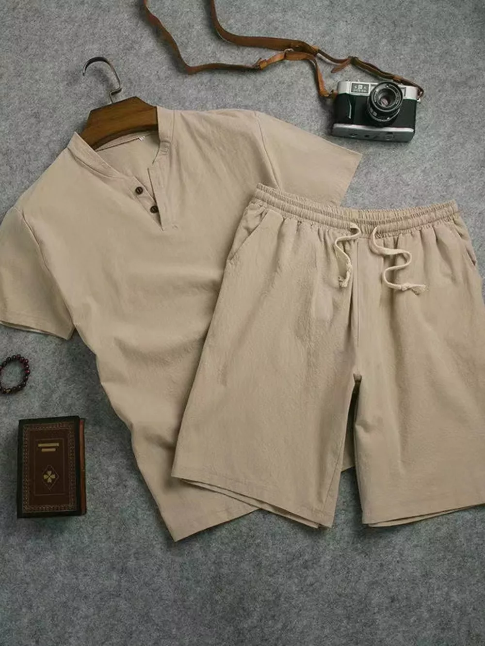 Men's Plus Size Short Sleeve Top and Shorts Set, image 6
