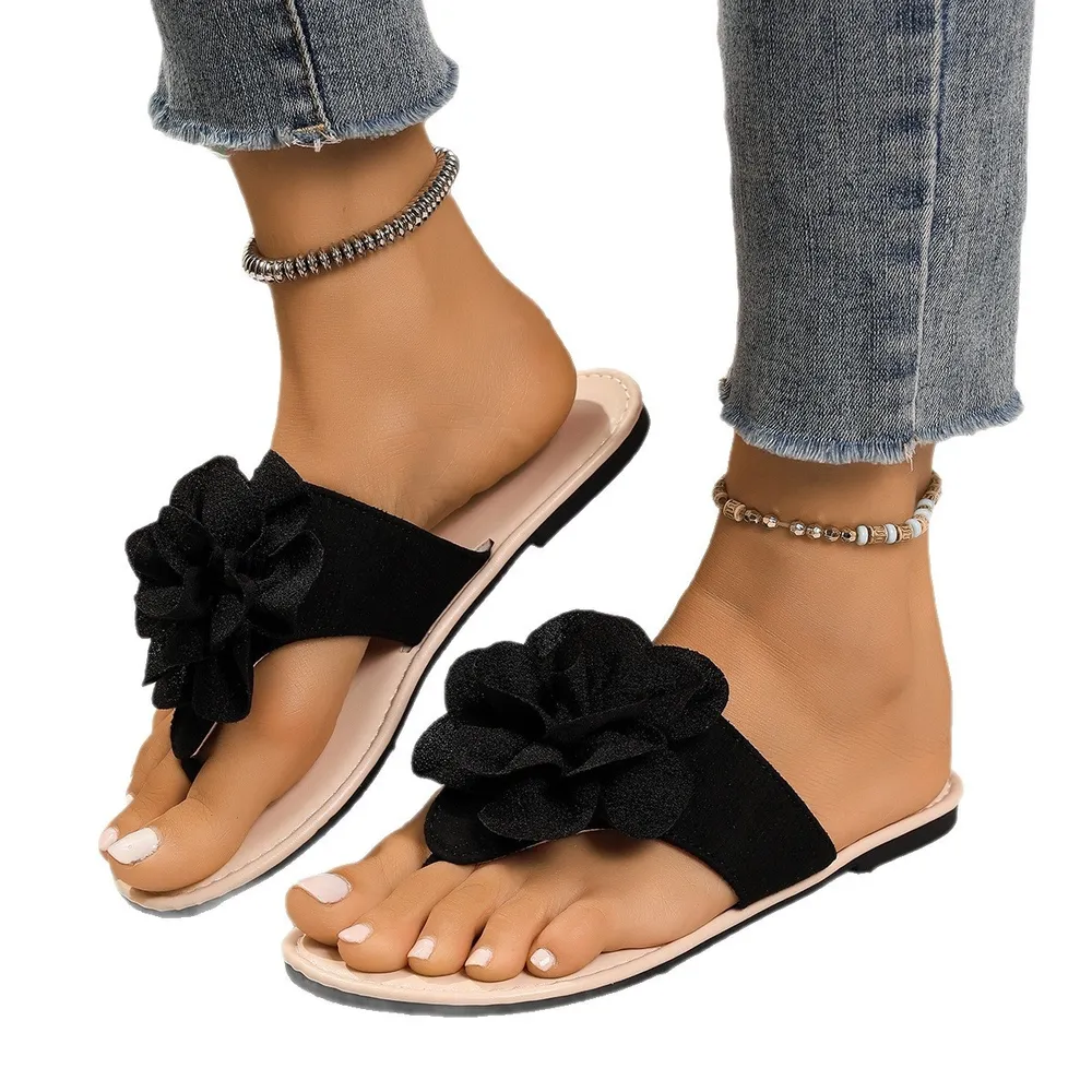 Flower Toe Post Flats Sandals, image 3
