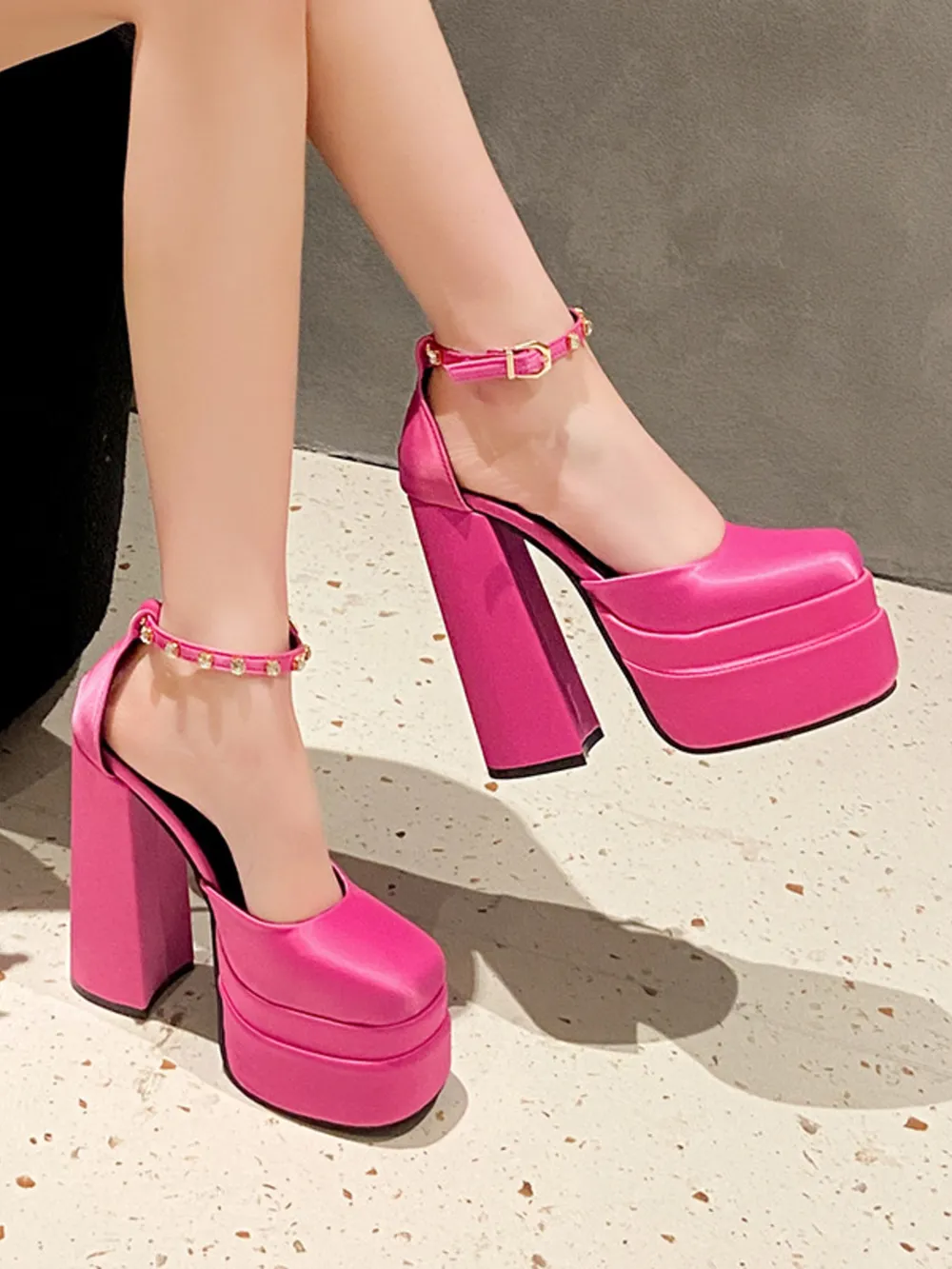 Platform High Heel Ankle Strap Pumps, image 9