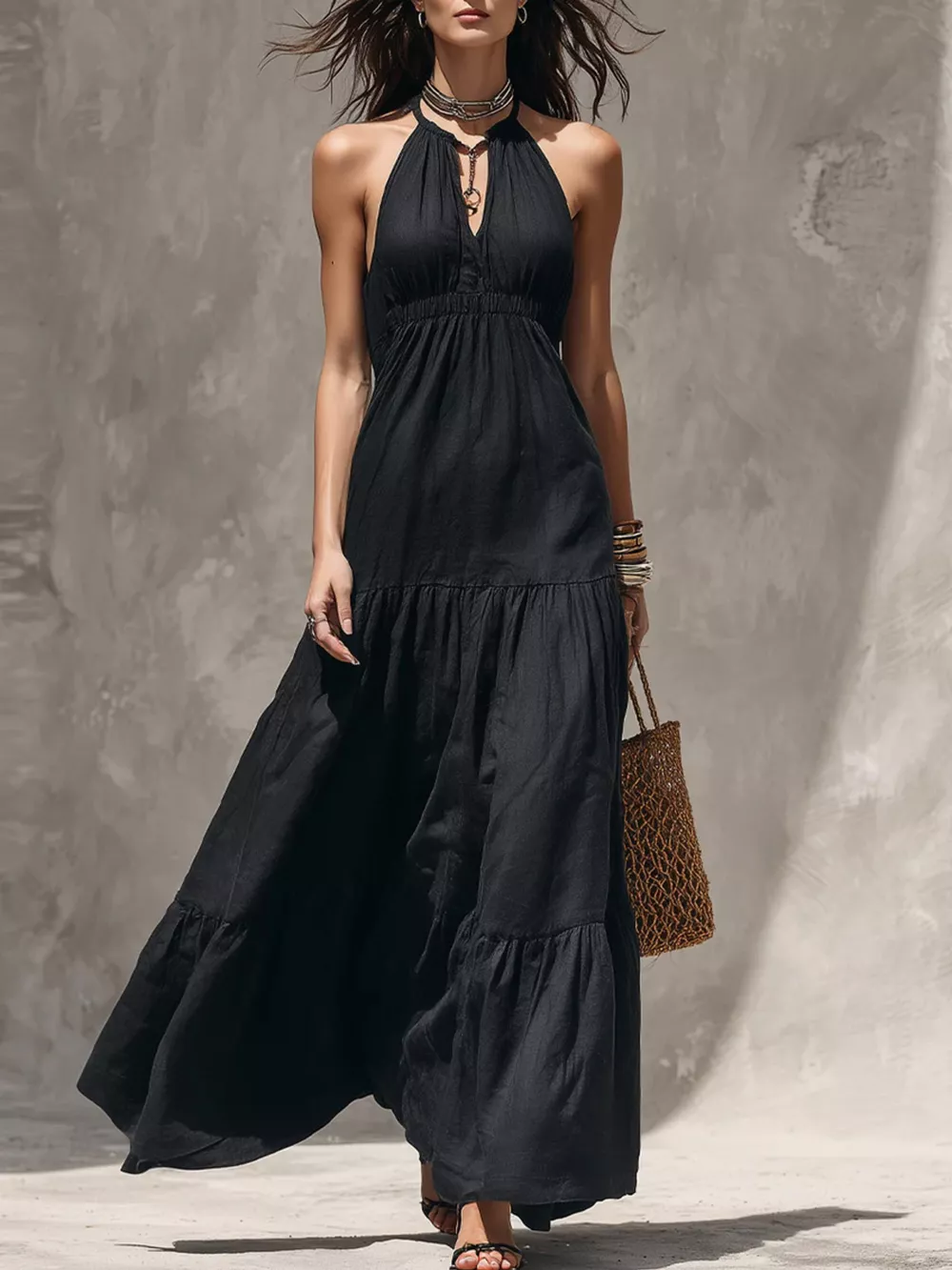 Sleeveless Tiered Maxi Dress, image 3
