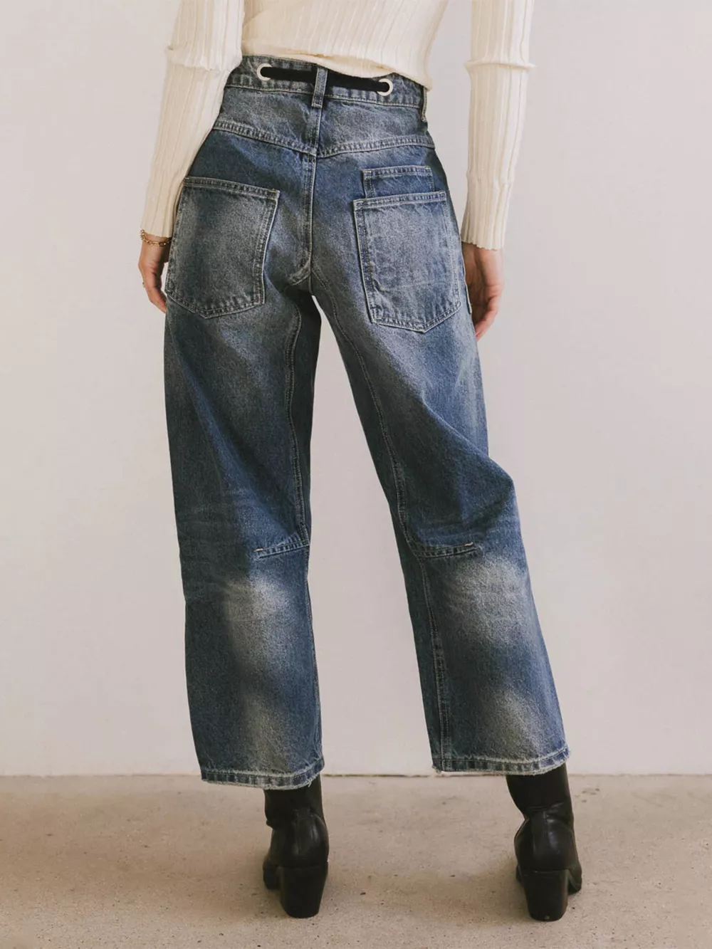 Drawstring Wide Leg Cropped Jeans, image 18