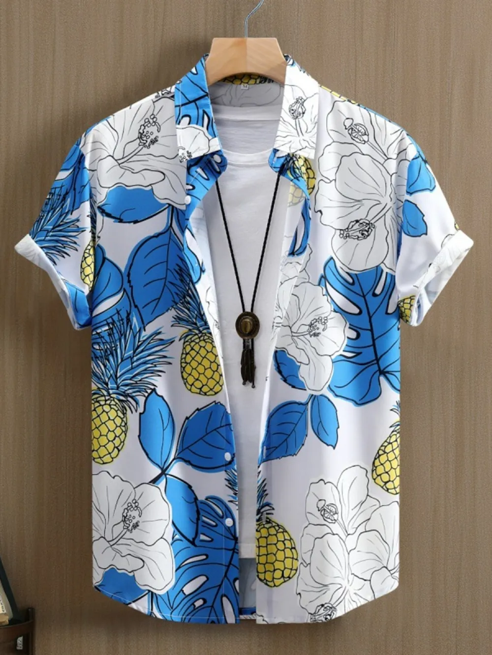 Men's Printed Button Up Short Sleeve Shirt