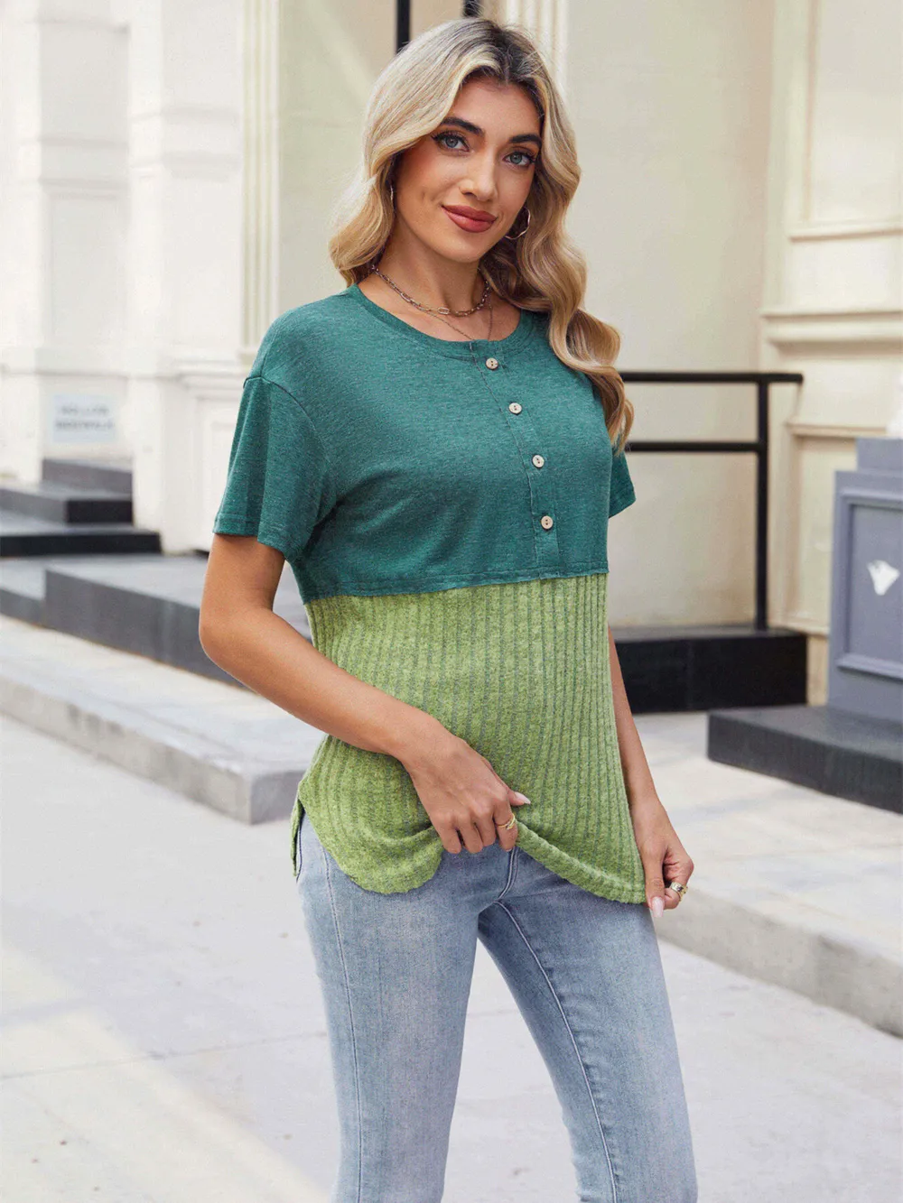 Two-Tone Short Sleeve Top, image 5