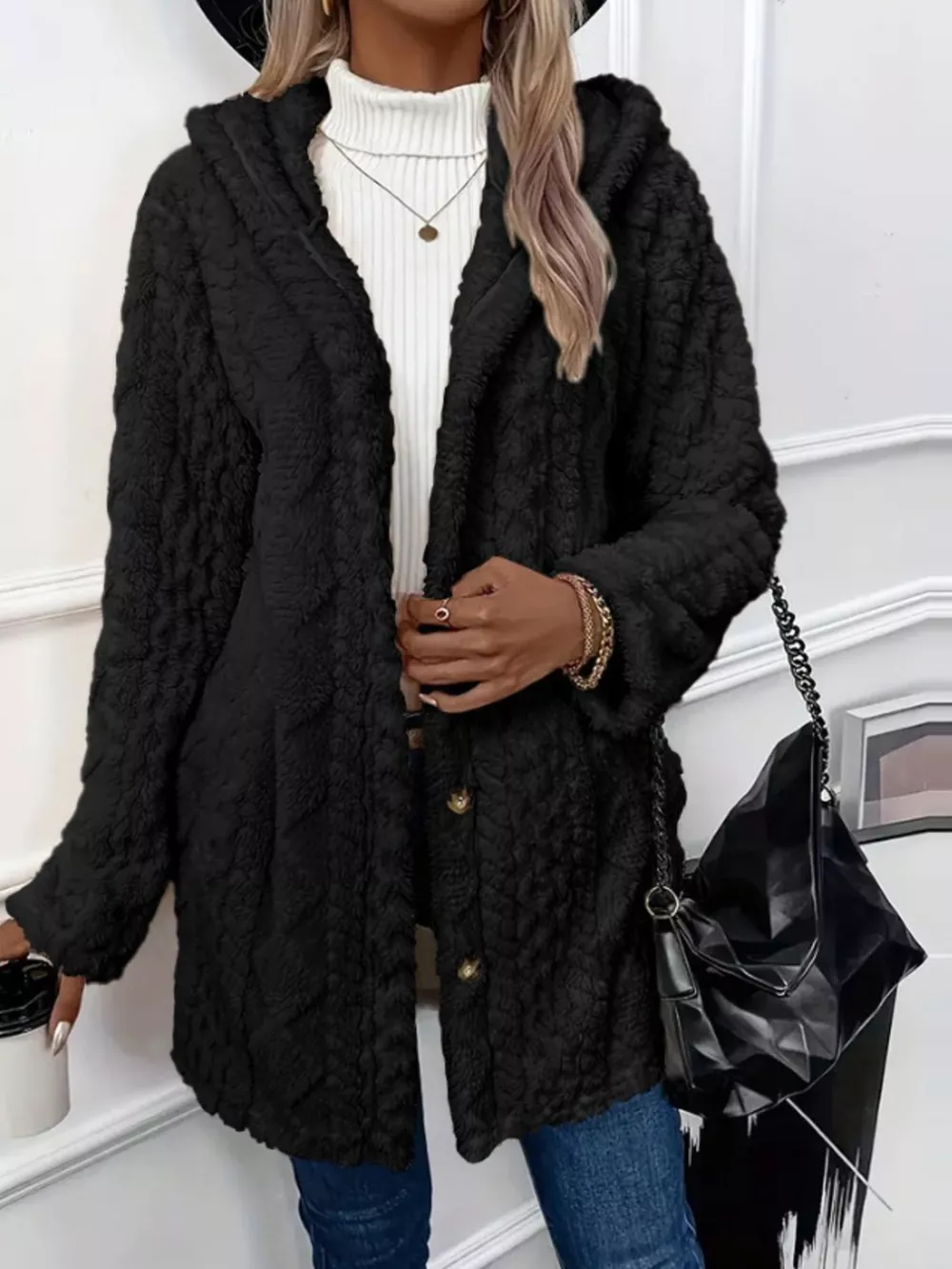 Full Size Button-Down Hooded Outerwear Plus Size, image 25