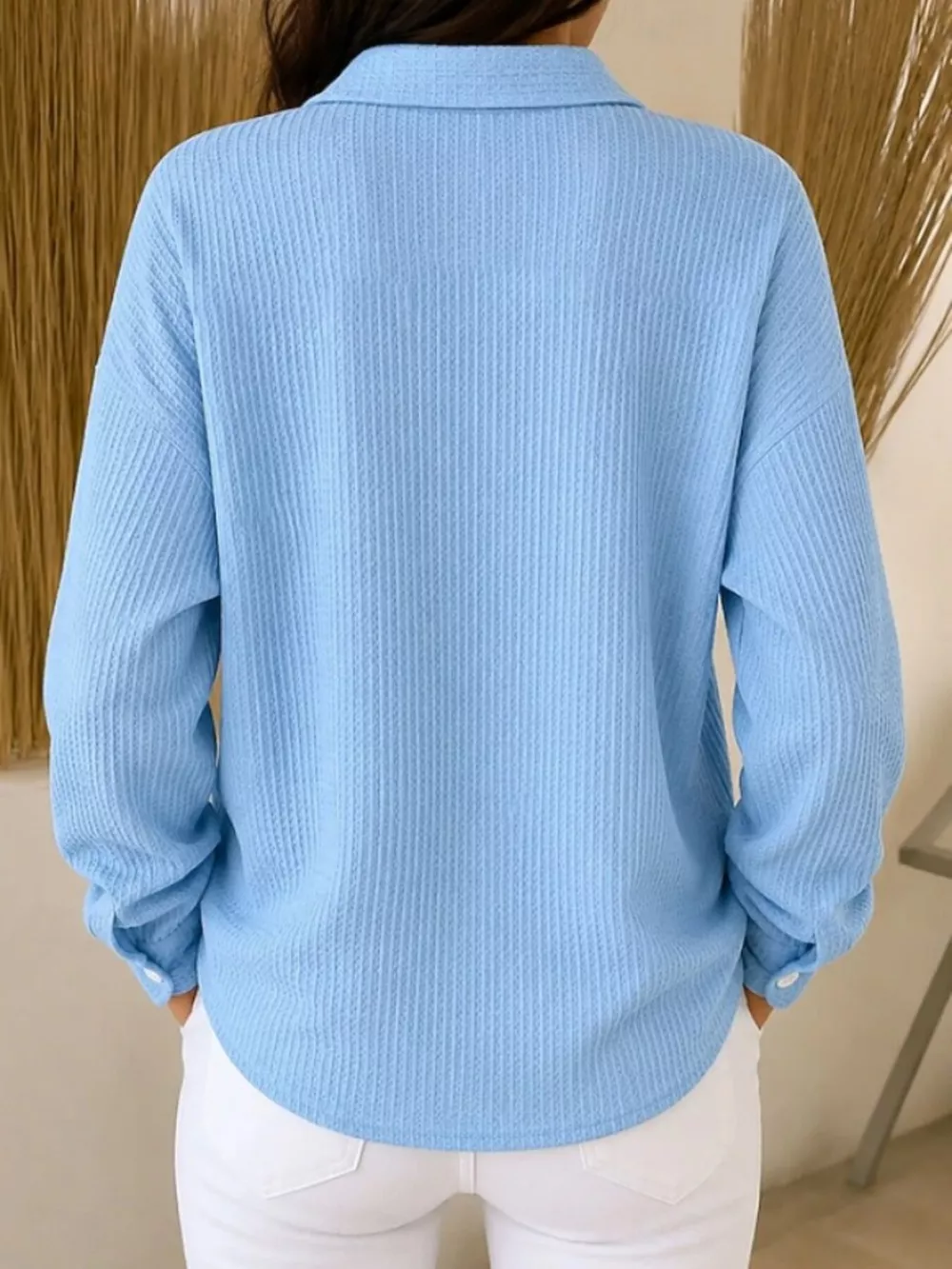Waffle Knit Button-Down Shirt, image 2