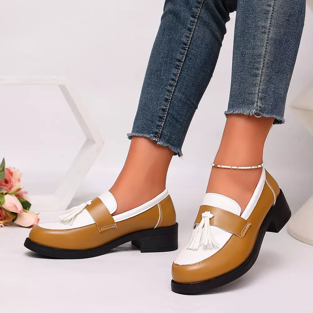 Round Toe Block Heels Loafers, image 5