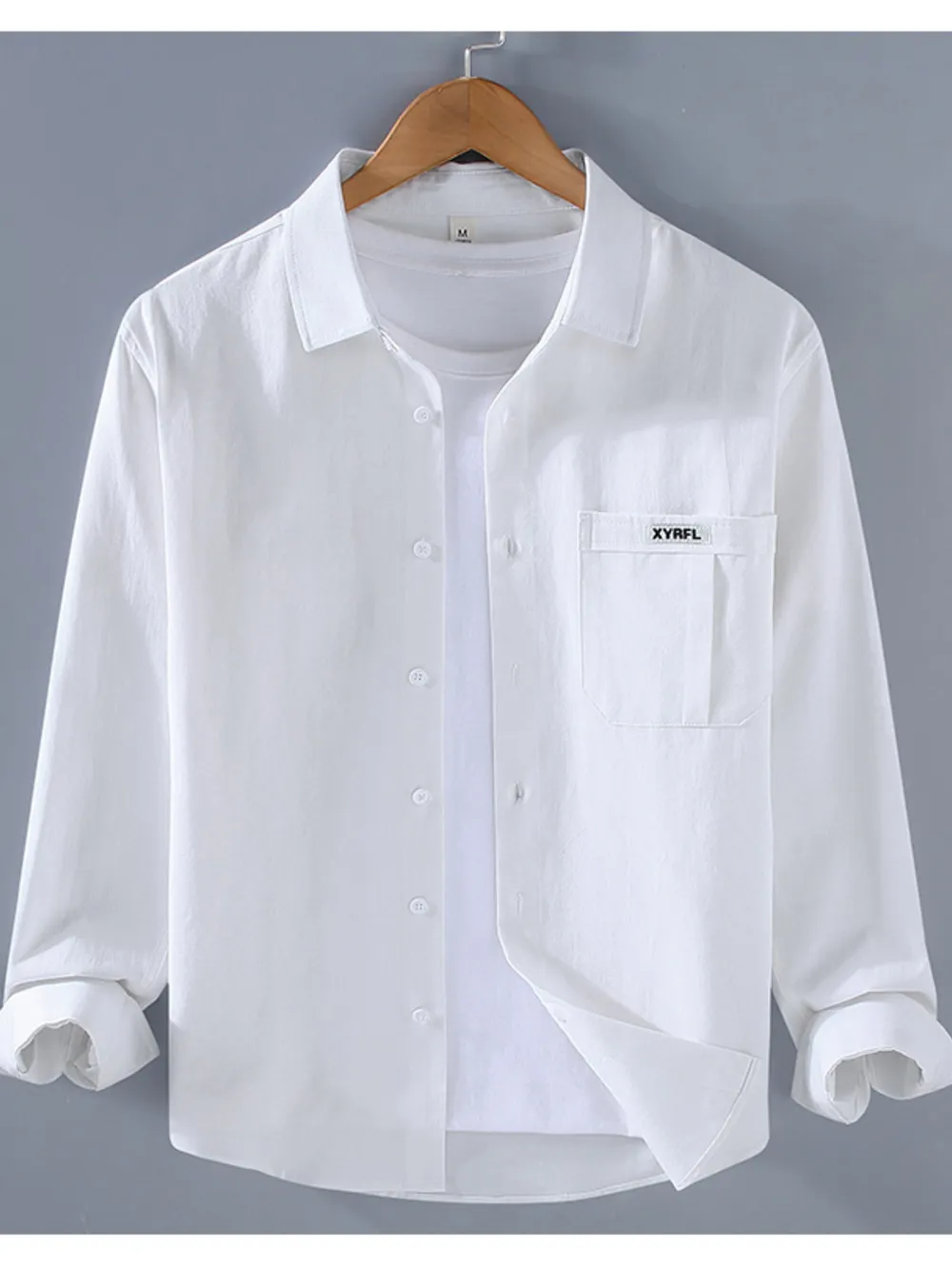 Men's Plus Size Button Up Long Sleeve Shirt, image 4