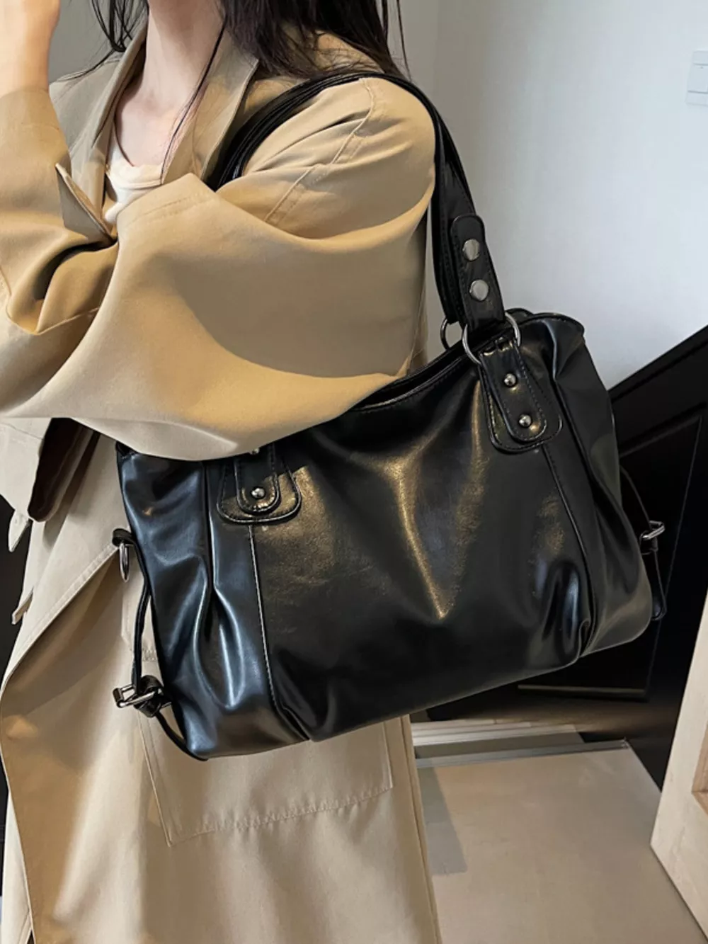Vintage Style Leather Handbag, image 3