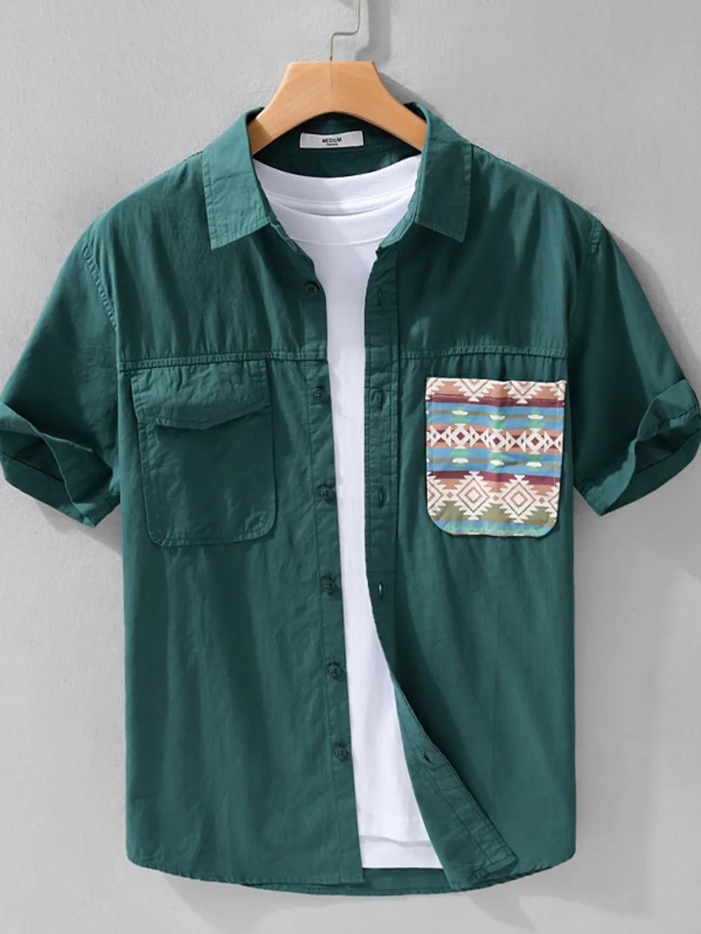 Men's Plus Size Button Up Short Sleeve Shirt, image 2