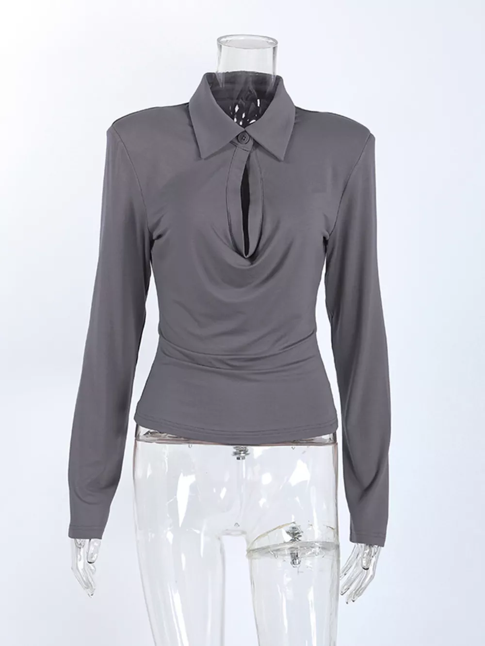 Long-Sleeve Slim-Fit T-Shirt with Cutout Detail, image 7