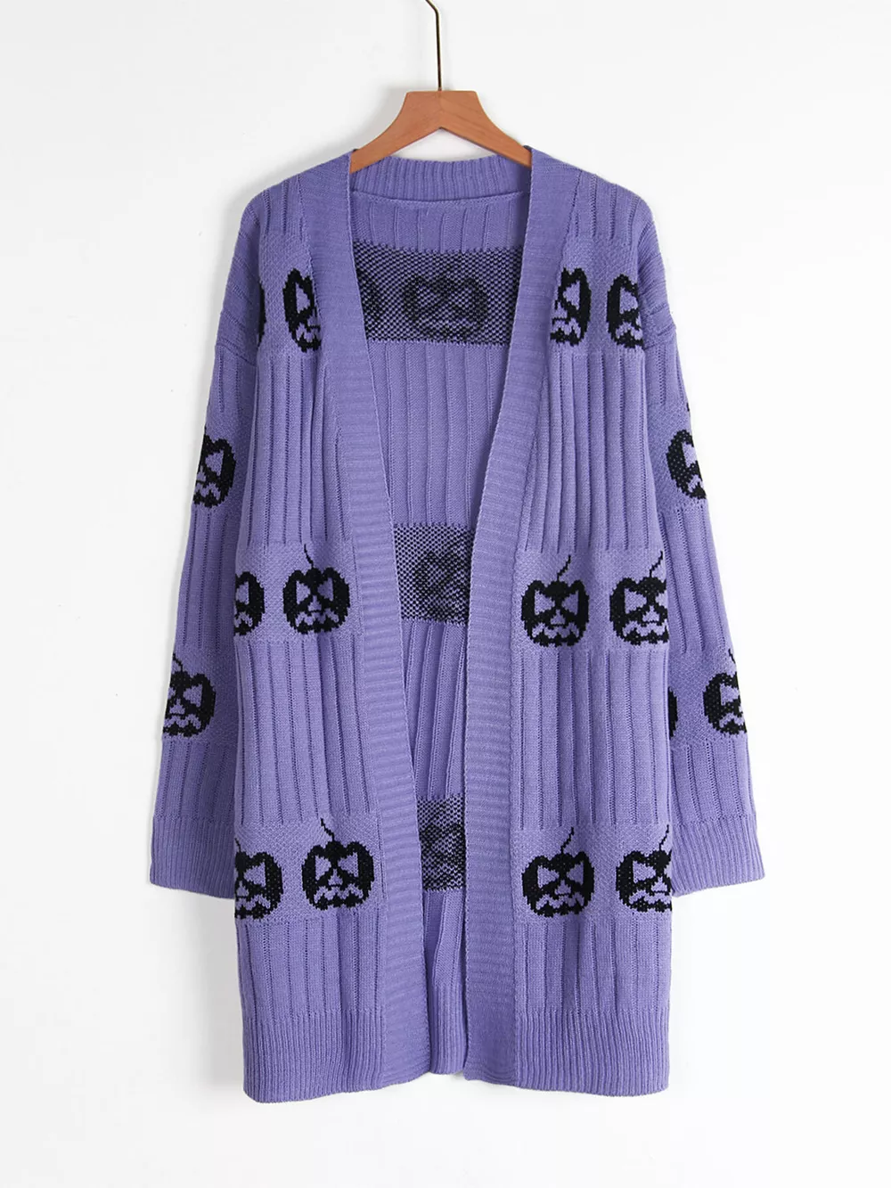 Halloween Pumpkin Open Front Knit Cardigan, image 13