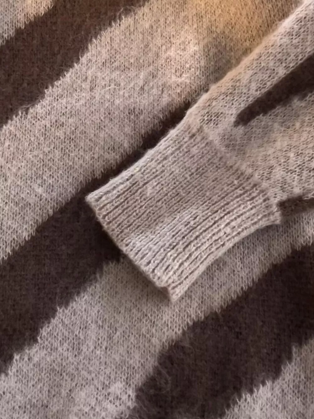 Men's Striped Fuzzy Knit Pullover Sweater, image 8