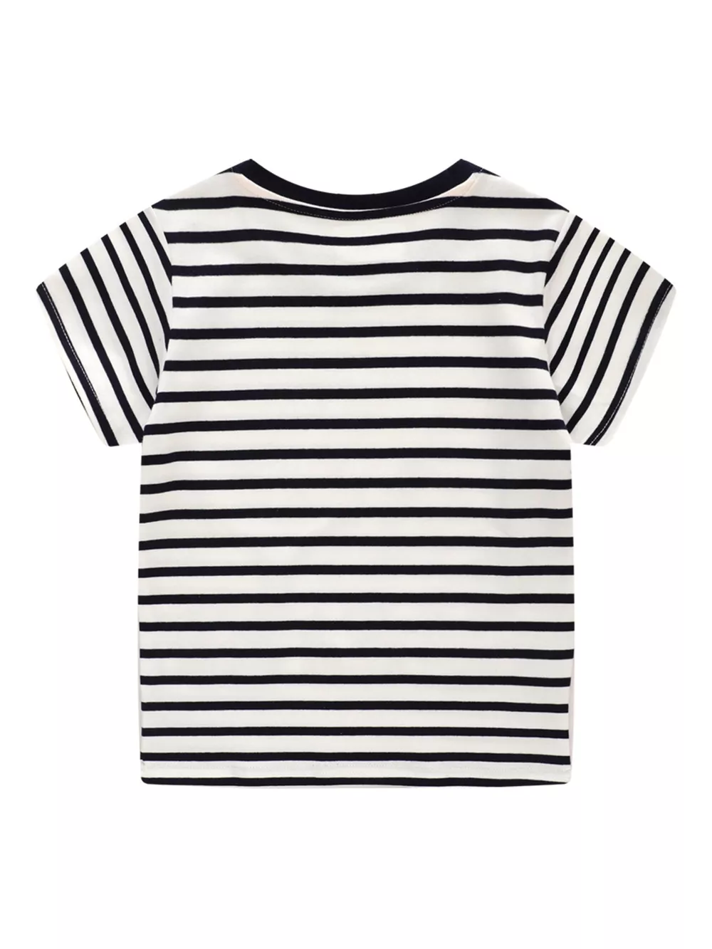 Children's Embroidered Striped Round Neck T-Shirt, image 4