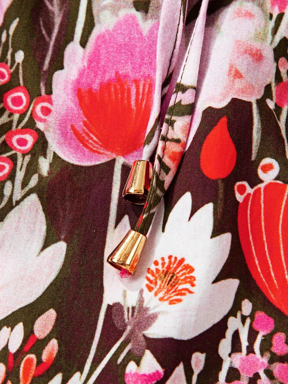 Floral Balloon Sleeve Tie Neck Blouse, image 8