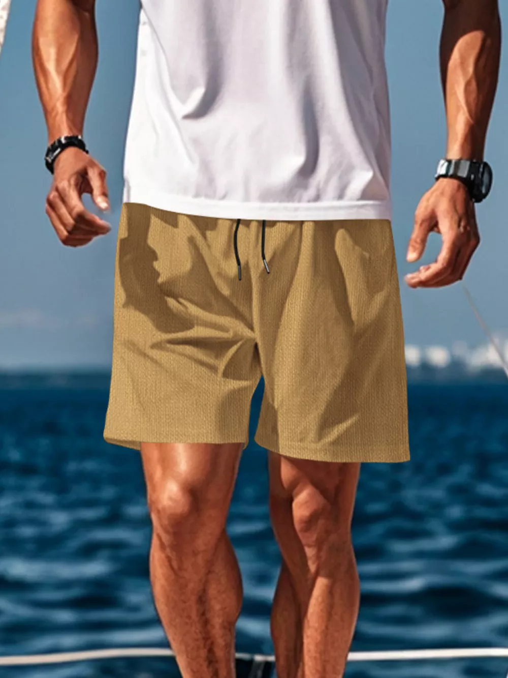 Men's Drawstring Causal Shorts, image 5