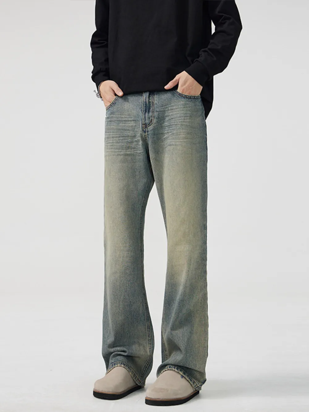 Men's Full Size Wash Wide Leg Bootcut Jeans Plus Size, image 2