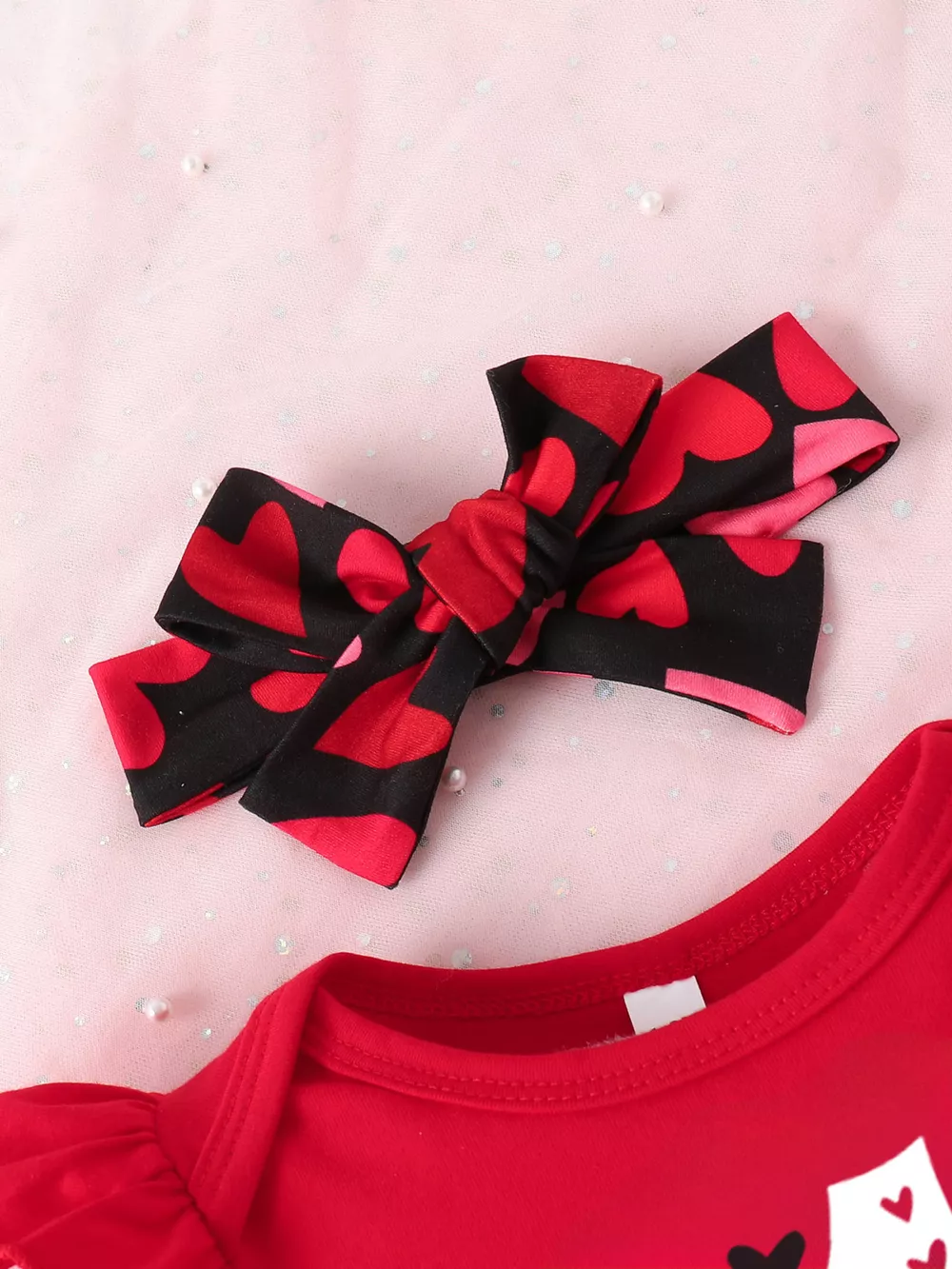 Children's Letter Ruffled Trim Bodysuit and Pants Set with Headband, image 11