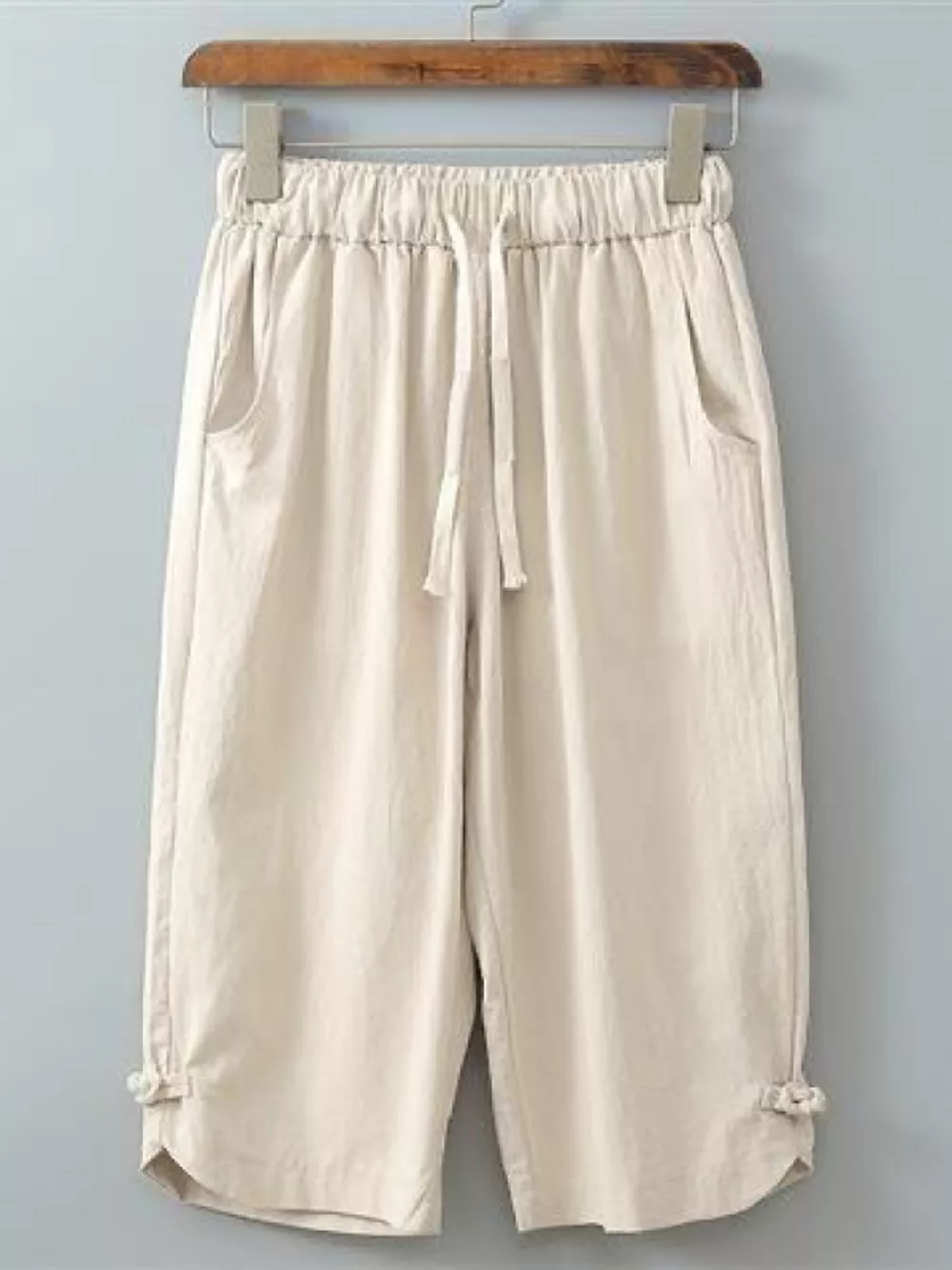 Men's Plus Size Casual Cropped Pants with Drawstring, image 6