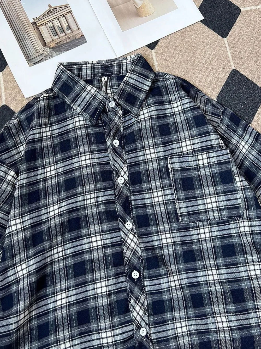 Men's Plus Size Plaid Button Up Short Sleeve Shirt, image 4