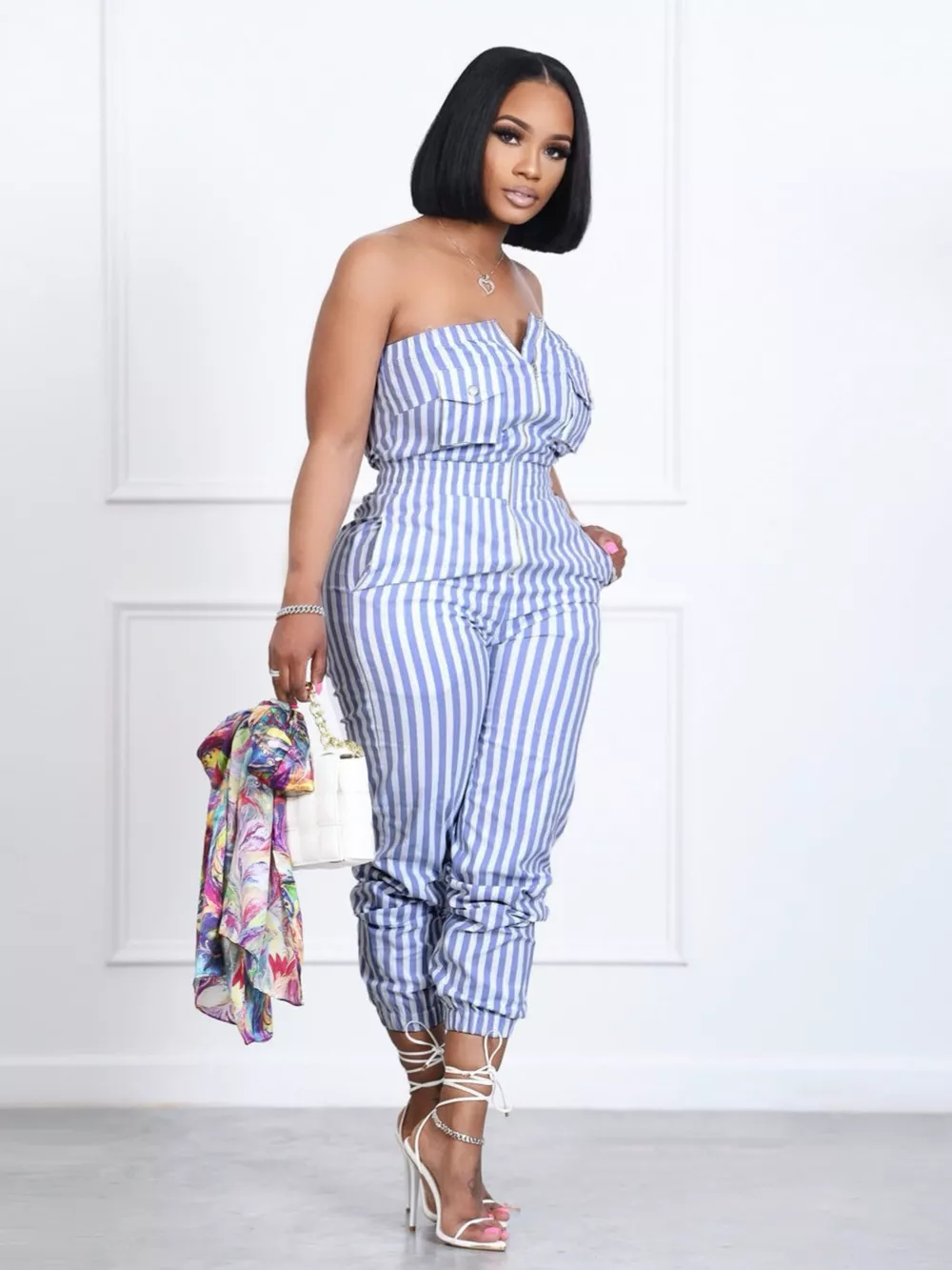 Striped Tube Casual Jumpsuit