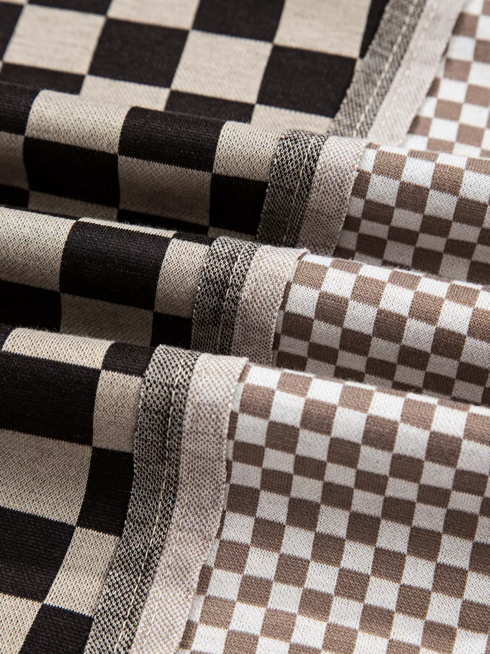 Mixed Checkered Pattern Patchwork High Low Casual Top, image 10