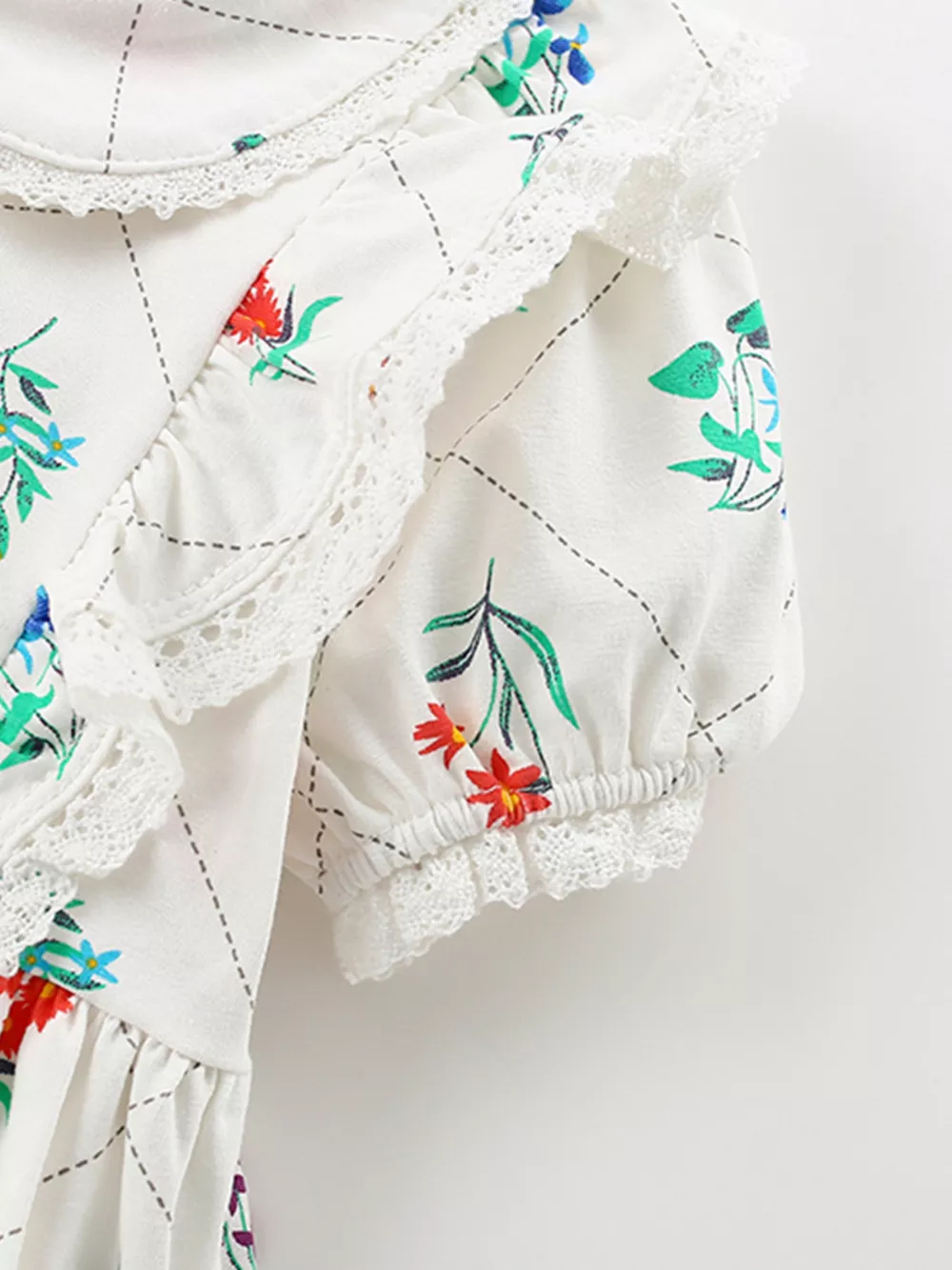 Children's Floral Print Ruffle Peter Pan Collar Dress, image 4