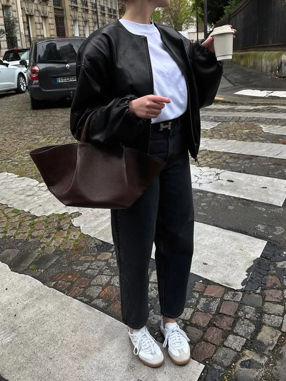 Zip Up Leather Bomber Jacket, image 5