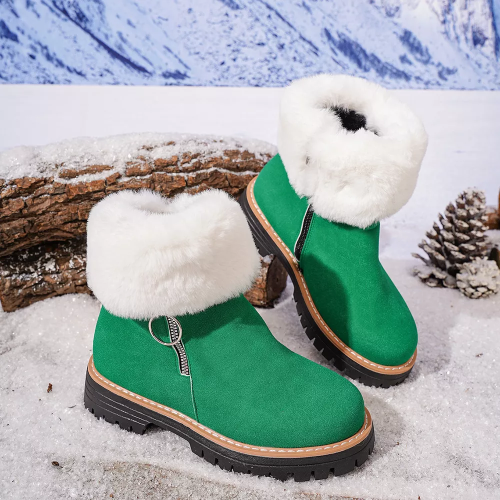 Fuzzy Ankle Boots with Zipper Detail, image 14