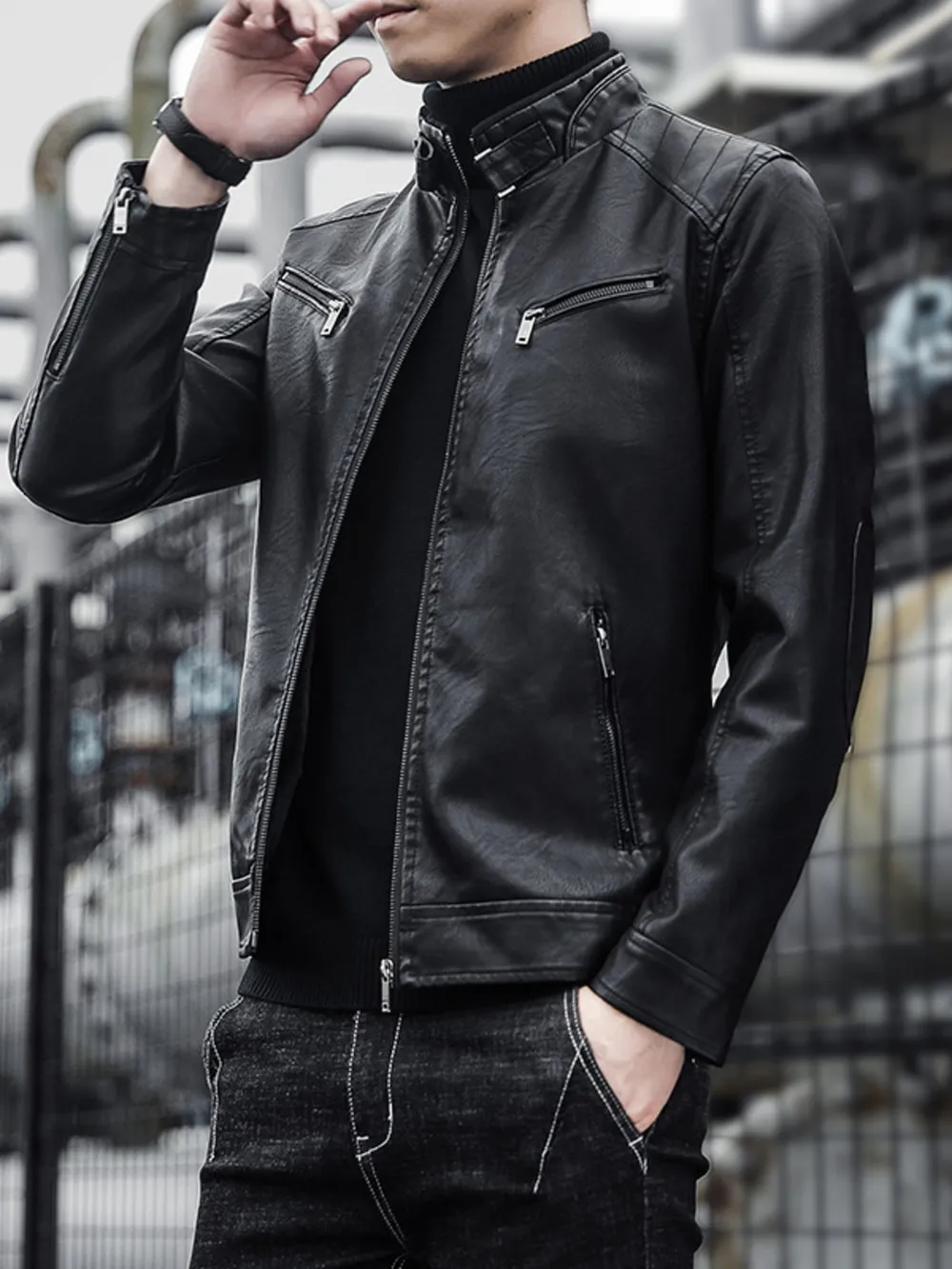 Men's Plus Size Zip Up Long Sleeve Jacket, image 3