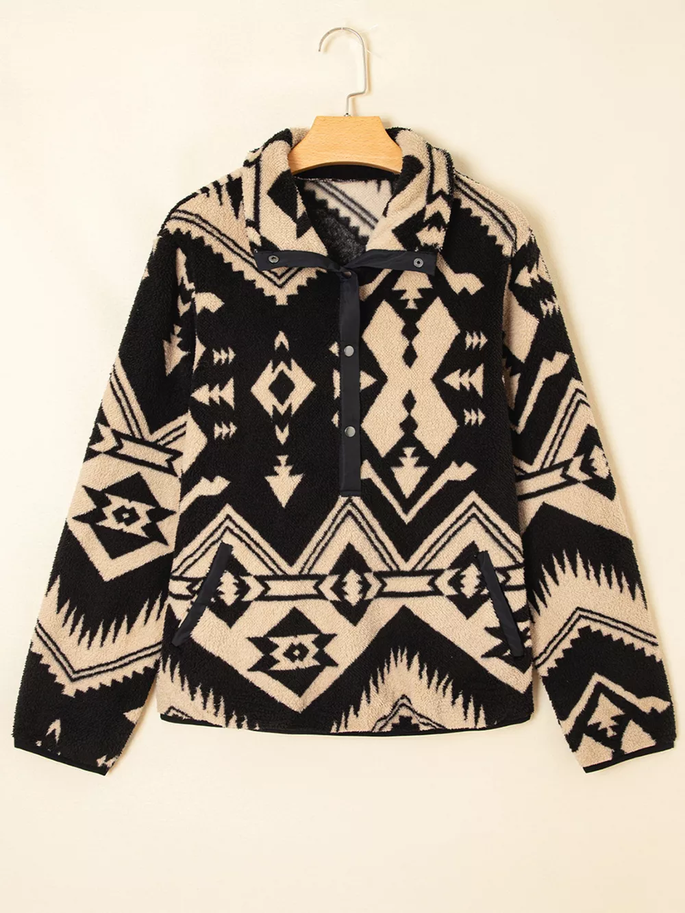 Western Aztec Half Zip Plush Sweatshirt, image 11