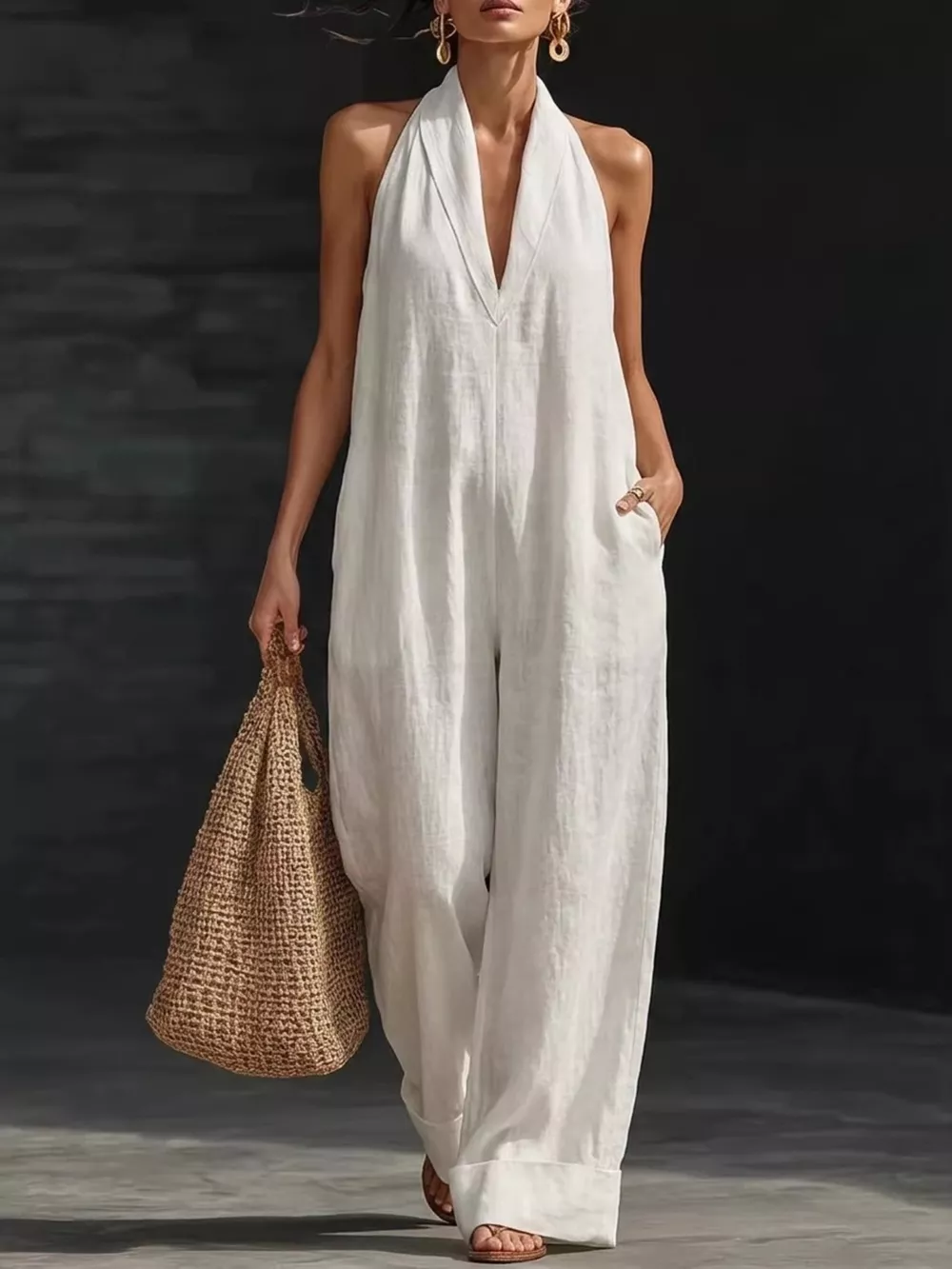 Halter Neck Wide-Leg Jumpsuit, image 2