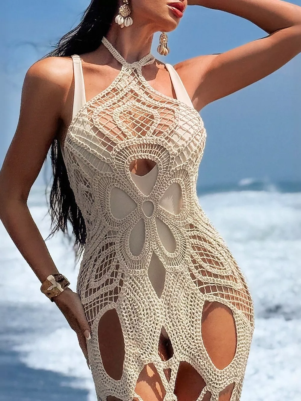 Cutout Halter Neck Cover-Up Dress, image 2