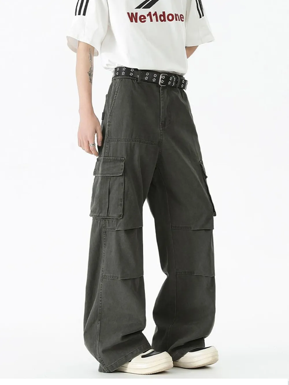 Men's Wide Leg Cargo Pants, image 7