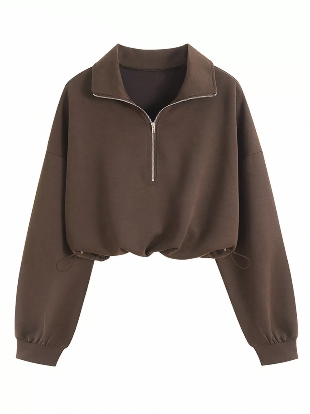 Half Zip Drawstring Hem Sweatshirt, image 11