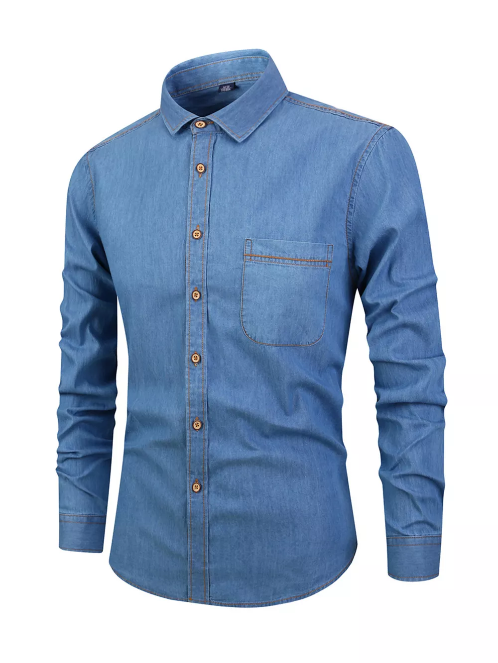 Men's Full Size Button Up Long Sleeve Denim Shirt Plus Size, image 4