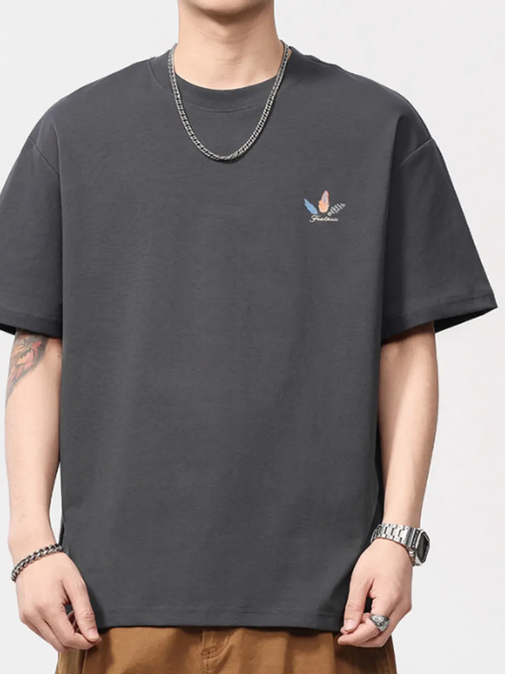 Men's Plus Size Round Neck Short Sleeve T-Shirt, image 2
