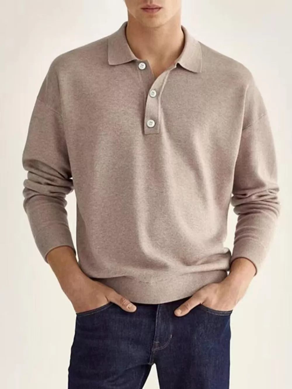 Men's Plus Size Long Sleeve Casual Polo Shirt, image 5