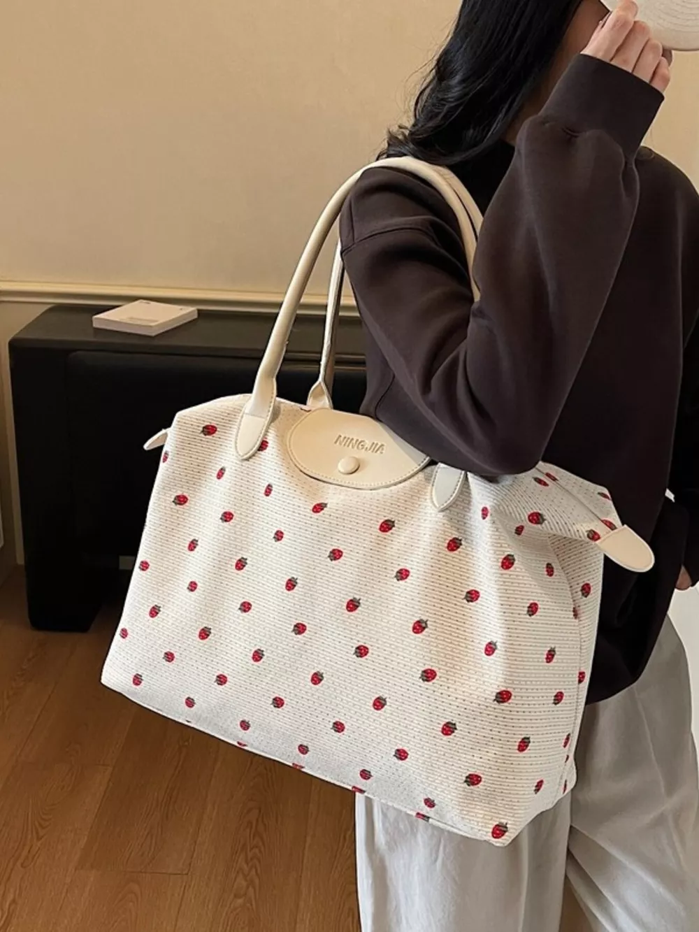 Strawberry Print Travel Bag, image 3