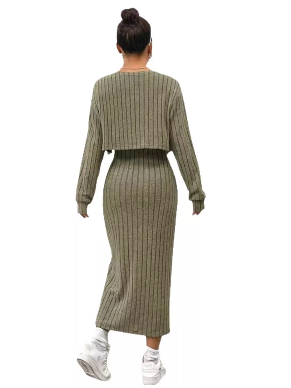 Ribbed Knit Cami Dress & Cardigan Set, image 6
