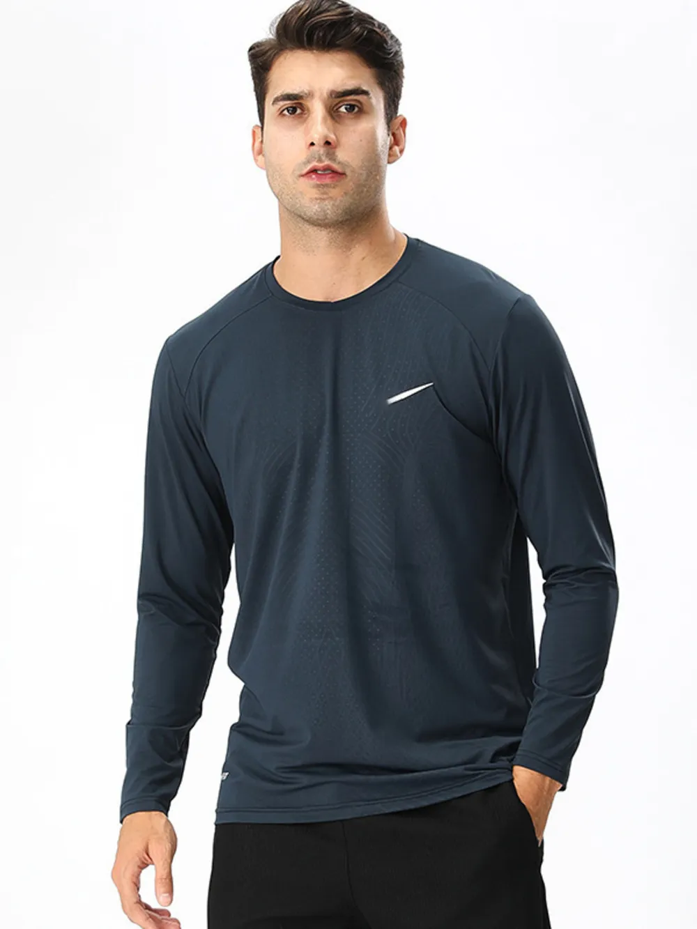 Men's Plus Size Round Neck Long Sleeve Active T-Shirt, image 5