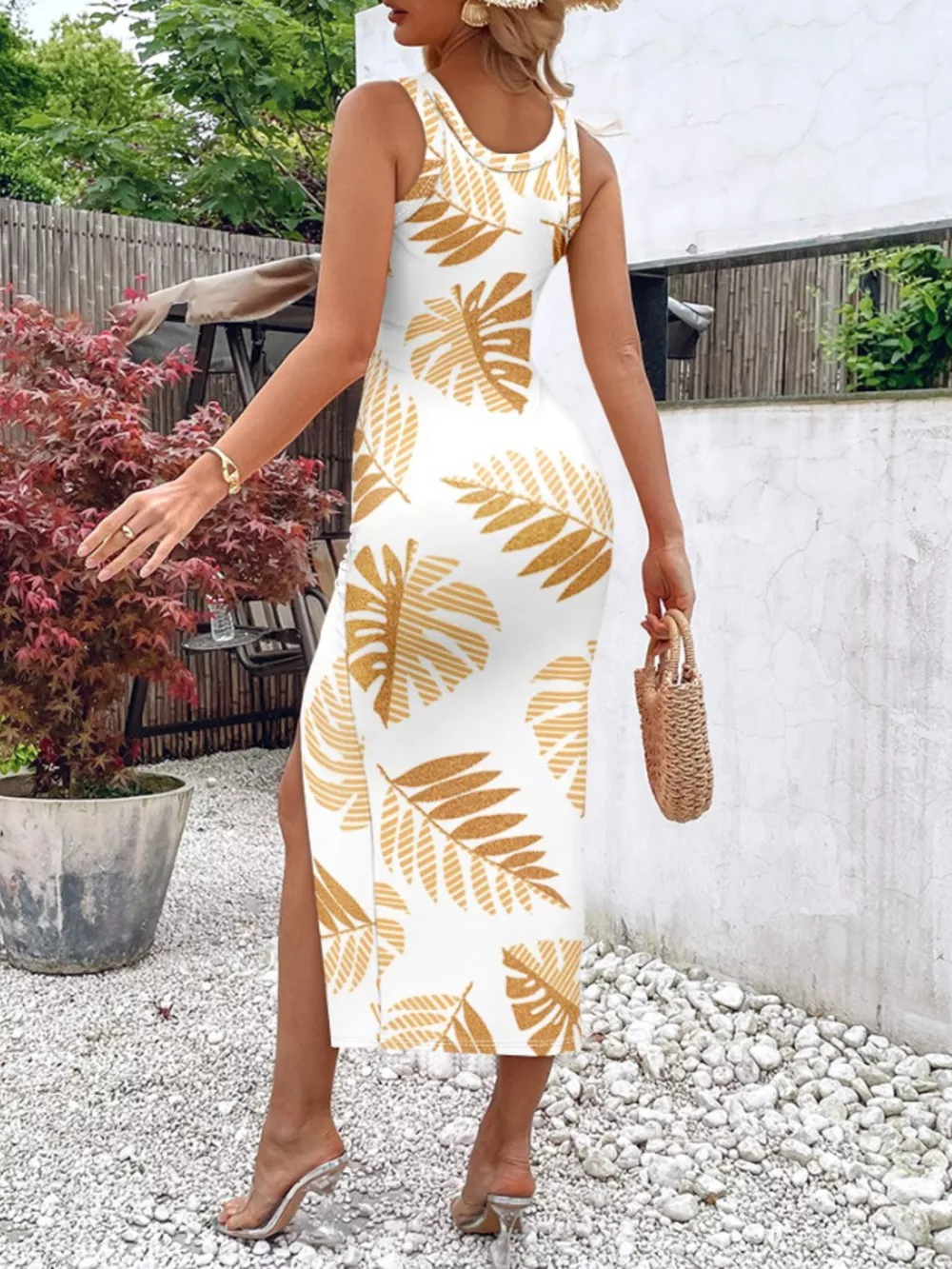 Ruched Slit Sleeveless Midi Dress, image 29