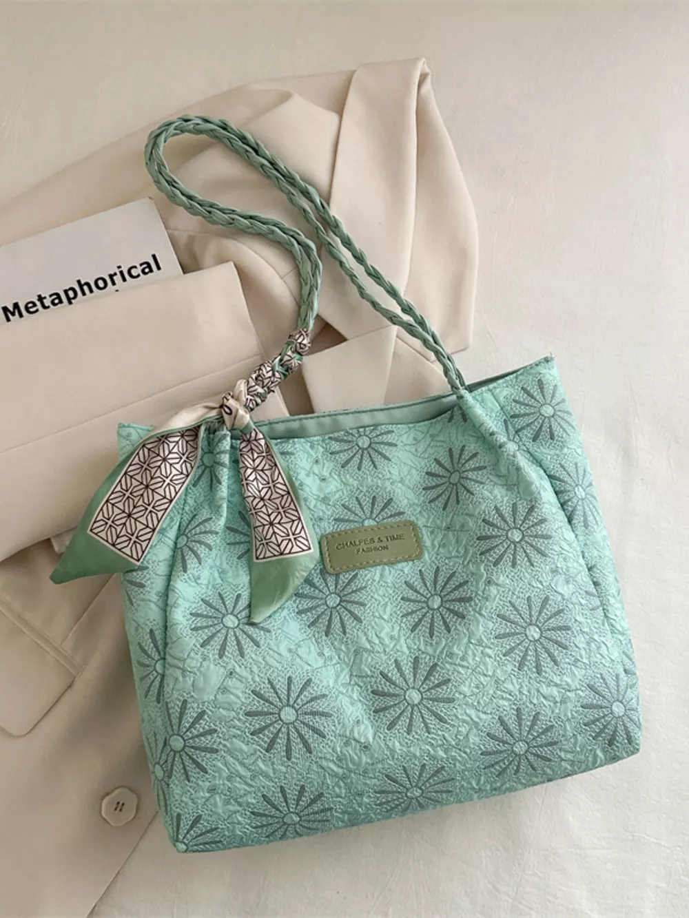 Braided Handle Tote Bag, image 15