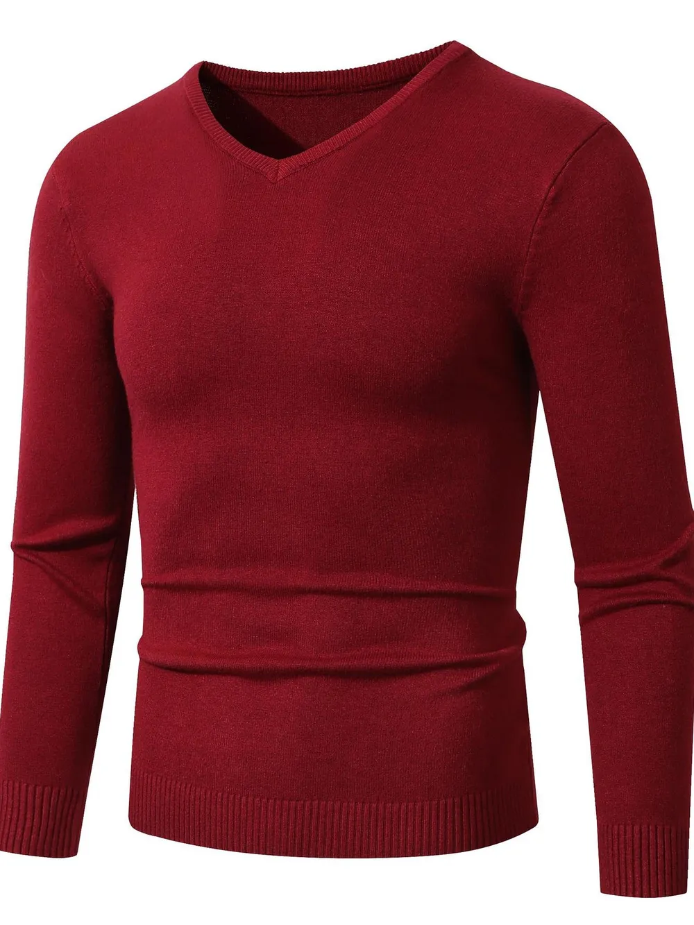 Men's Plus Size Ribbed Hem Long Sleeve Sweater, image 14