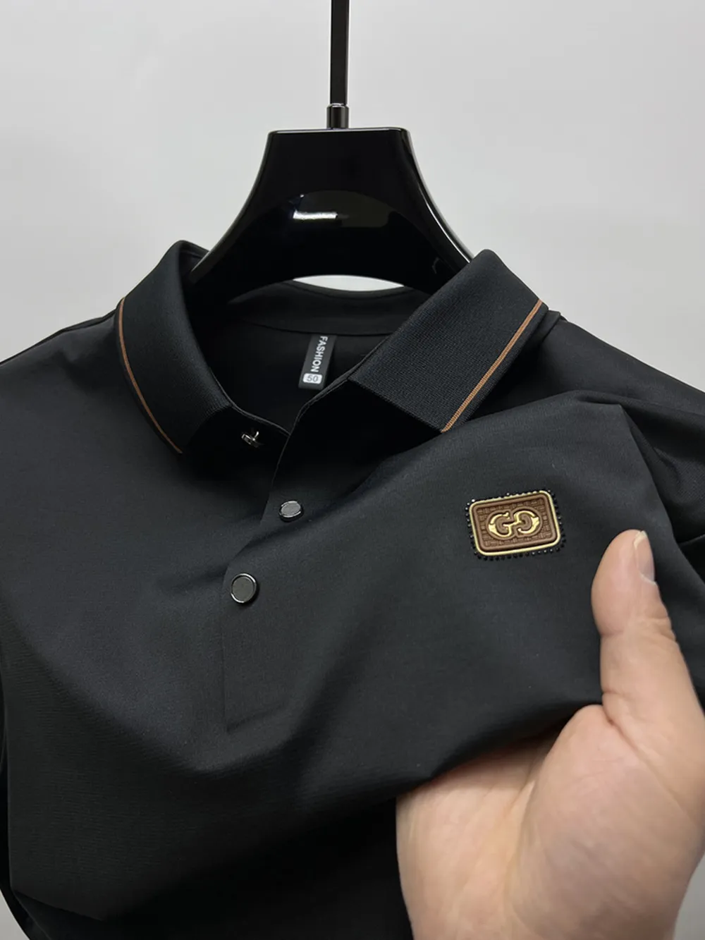 Men's Plus Size Button Detail Short Sleeve Polo, image 7