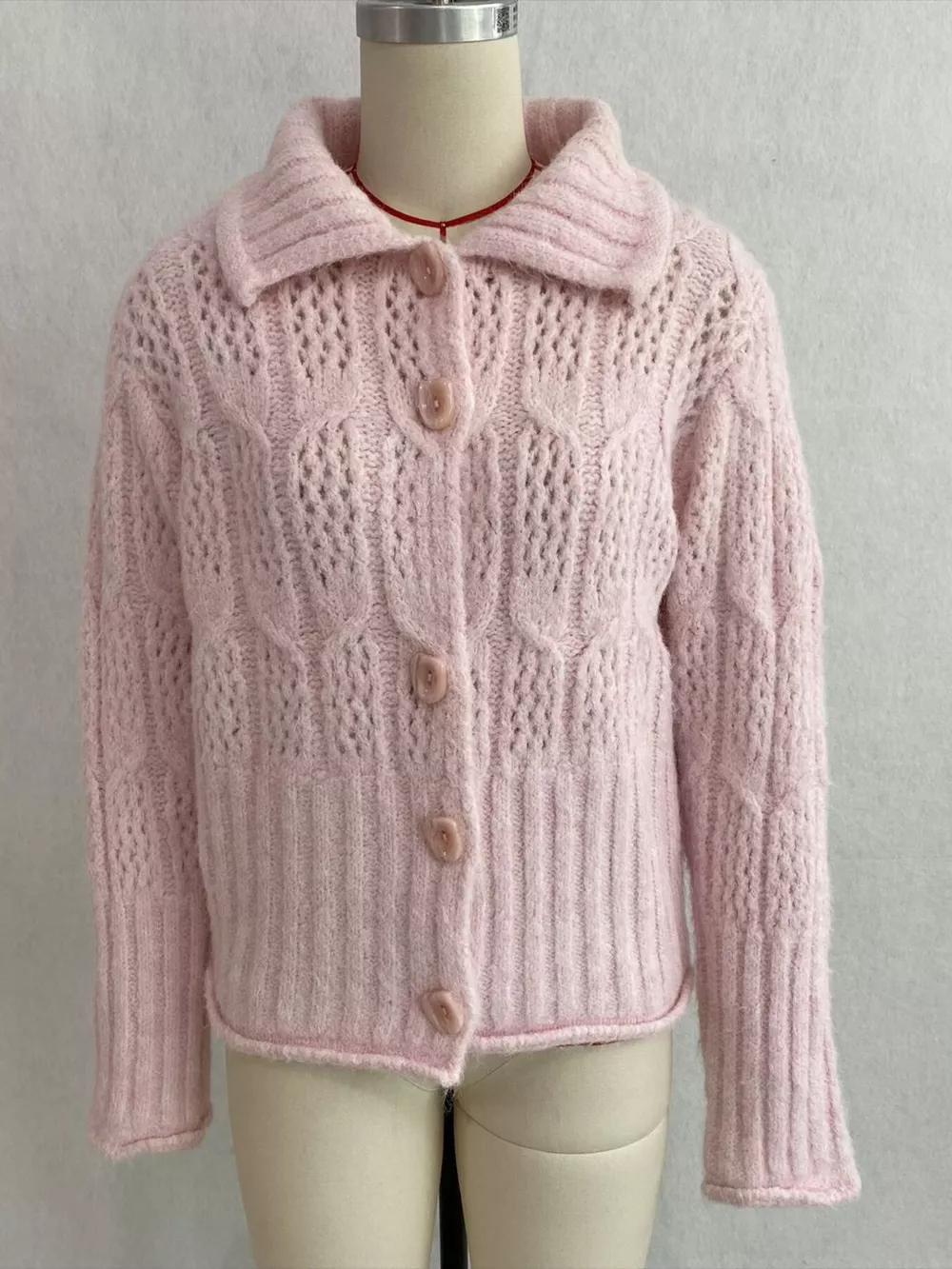 Cable-Knit Button Up Cardigan, image 4